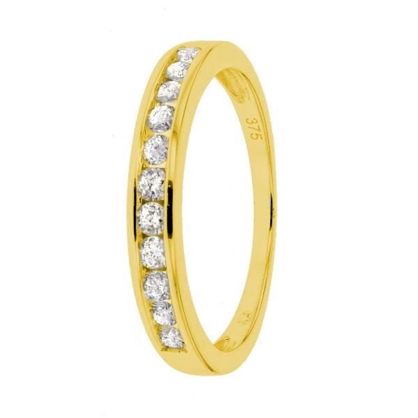 MONTE CARLO STAR - Demi-Alliance En Or Blanc 9 Carats et Diamants Sertis Rails - Femme