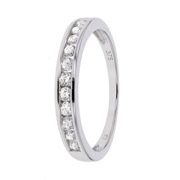 MONTE CARLO STAR - Demi-Alliance En Or Blanc 9 Carats et Diamants Sertis Rails - Femme