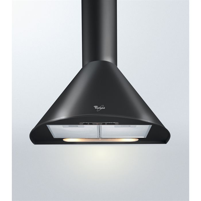 WHIRLPOOL AKR 689 NB Hotte décorative demi lune - Evacuation ou recyclage - 380m3-h - 65dB - 3 vitesses - L60cm - Noir
