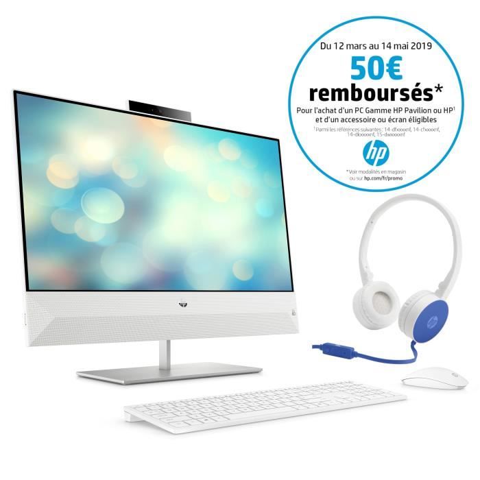 HP PC de Bureau Pavilion HP24-xa0029nf - AMD Ryzen 7 - RAM 8Go - Disque Dur 1ToHDD + 128GoSSD -AMD Radeon Vega 11 -W10 + casque HP