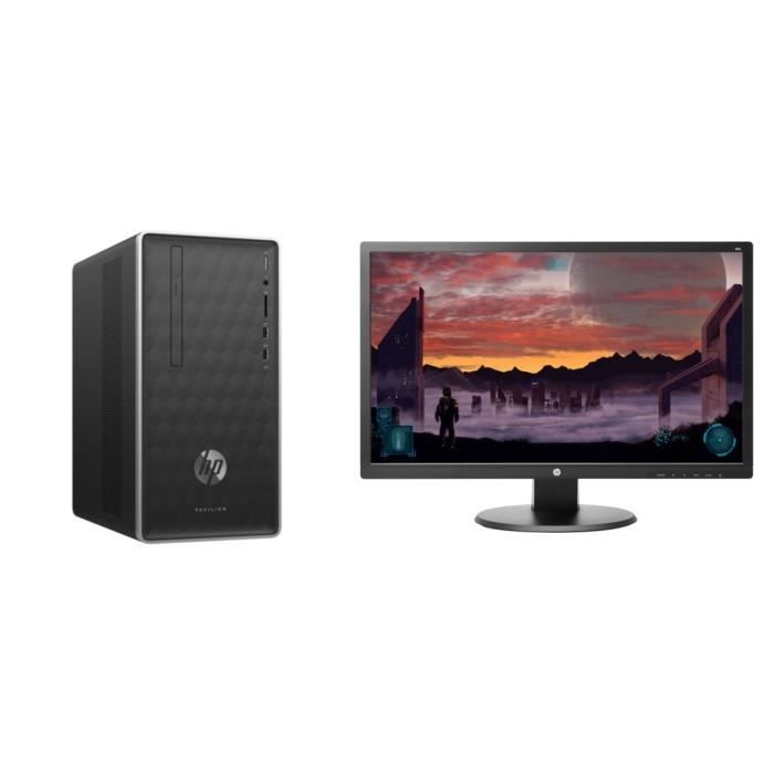 HP PC de Bureau Pavilion HP590-a0099nf - Pentium Silver J5005 - RAM 4Go - Disque Dur 256Go SSD - Windows 10 + Ecran 24\