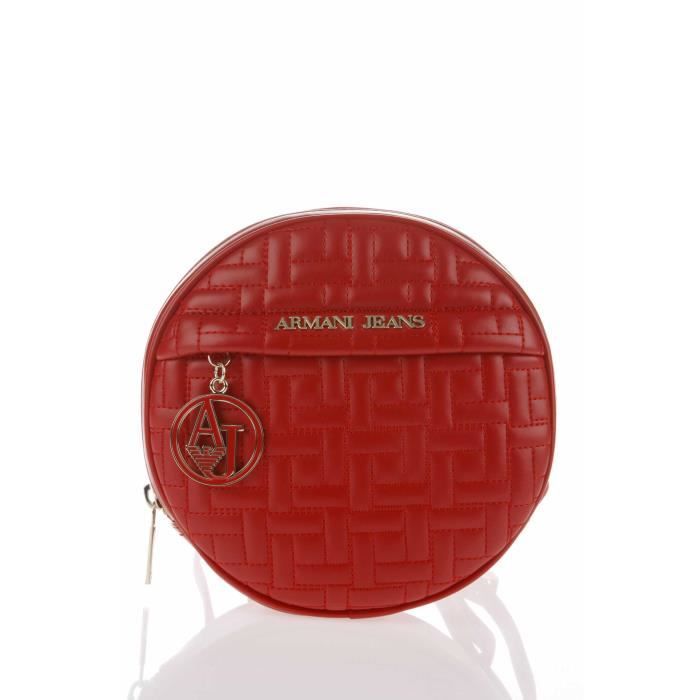 ARMANI JEANS - Sac Rond Matelassé Rouge à Bandoulière - Femme