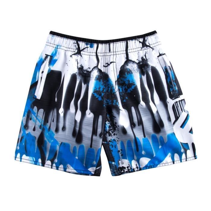 FREEGUN - Short de Bain Bleu, Noir et Blanc pour Garçon
