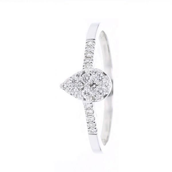 MONTE CARLO STAR Bague Poire Or Blanc 750° 0,21 ct Femme
