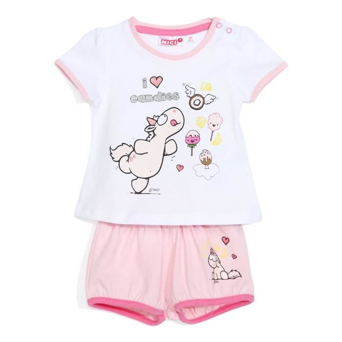 MINIONS Licorne FLUFFY Ensemble blanc Bébé Fille Sérigraphie