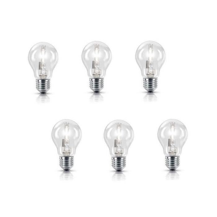 PHILIPS Lot de 6 ampoules halogène standard E27 105 W équivalent à 140 W