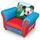 MICKEY - Fauteuil Chesterfield Enfant - Bleu et Ro