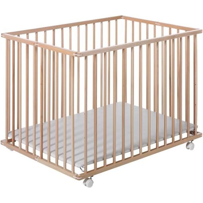 GEUTHER Parc Bébé Pliable Lea Naturel 75x103 cm - 3 Positions - Hêtre Massif - Fond blanc