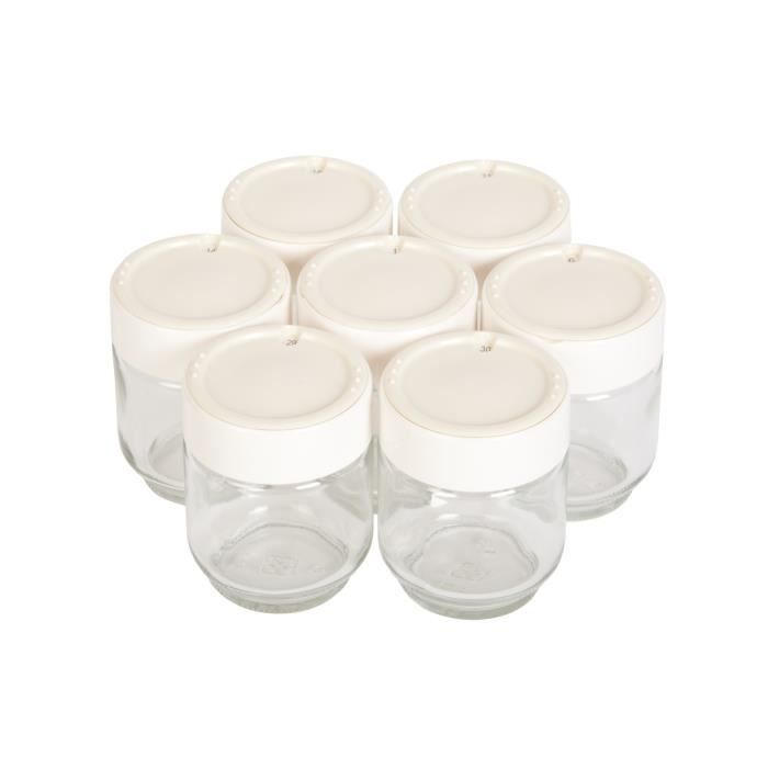 MOULINEX A14A03 7 pots verre couvercle blanc avec dateur pour yaourtieres Yogurta Yogurteo