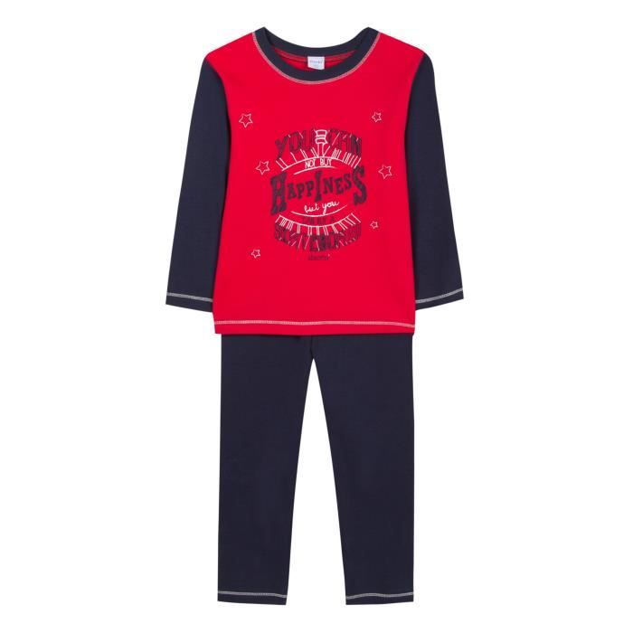 ABSORBA Ensemble Pyjama 2 Pièces Happiness T-shirt + Pantalon Bleu Marine et Rouge Enfant Garçon
