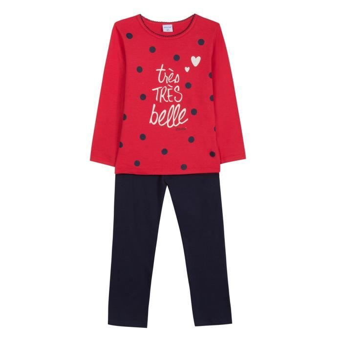 ABSORBA Ensemble Pyjama 2 Pièces Belle T-shirt + Pantalon Bleu Marine et Rouge Enfant Fille