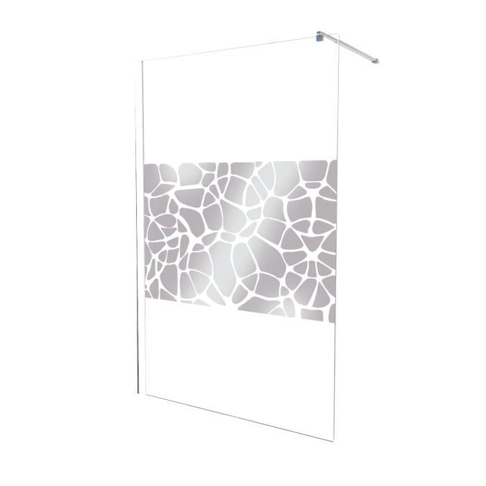 AQUA+ Paroi de douche italienne fixe Alea - 120 x 200 cm - Verre trempé 10 mm - Barre de soutien horizontale