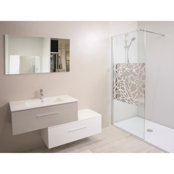 AQUA+ Paroi de douche italienne fixe Terra - 120 x 200 cm - Verre trempé 10 mm - Barre de soutien horizontale