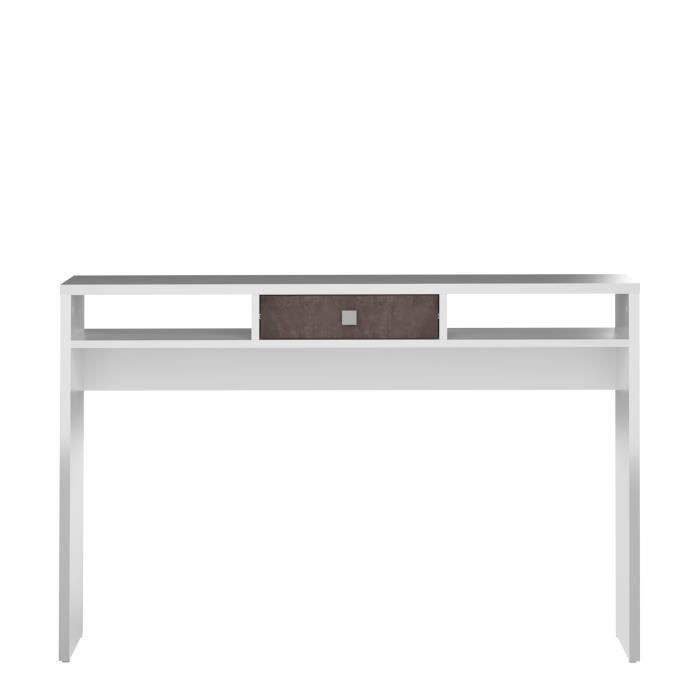 LINE Console - Contemporain - Mélaminée blanc et effet béton - L 120 cm