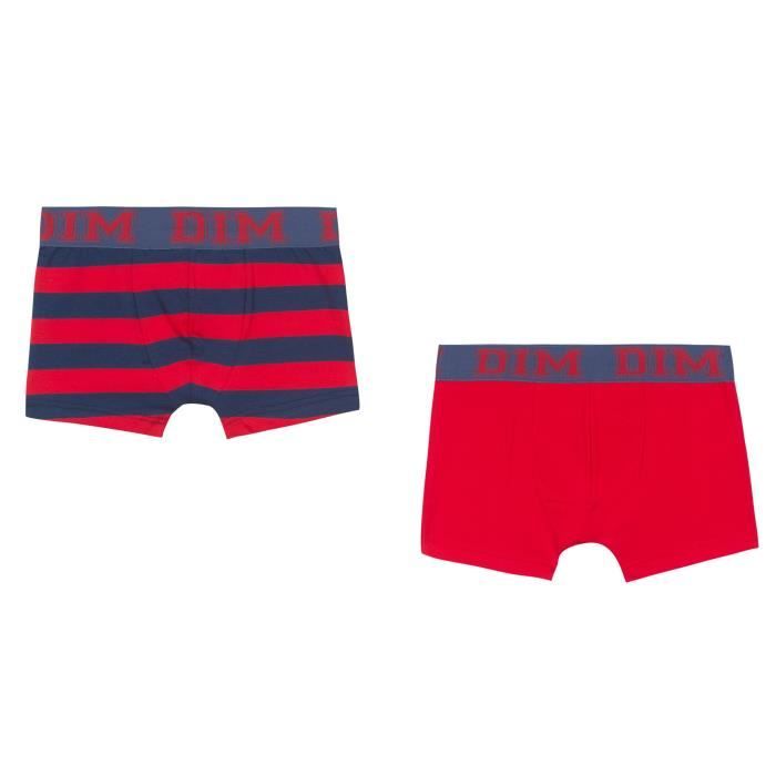 DIM Lot de 2 boxers Rythmics Caban Rouge Enfant Garçon