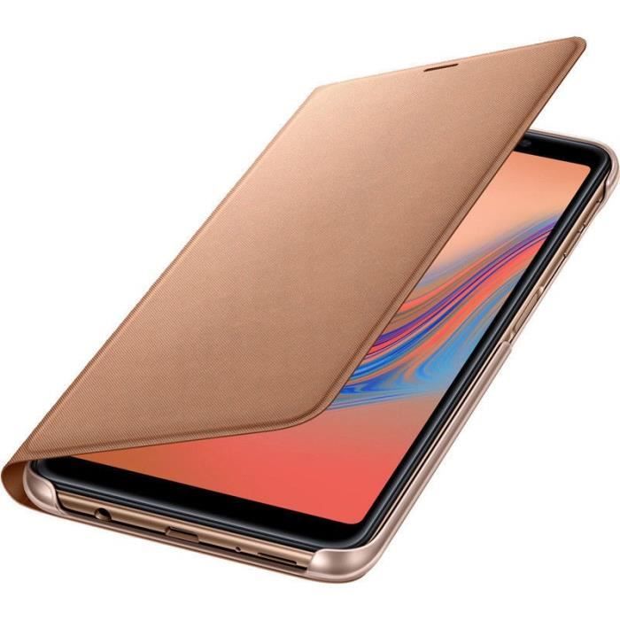 coque ORIGINAL SAMSUNG FLIP LIVRO / portefeuille EF-WA750 SAMSUNG GALAXY A7 2018 - couleur:doré