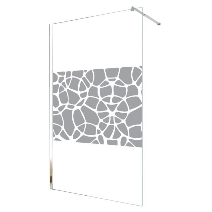 AQUA+ Paroi de douche italienne fixe Alea - 90 x 200 cm - Verre trempé 10 mm - Barre de soutien horizontale
