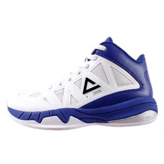 PEAK Chaussures de Basket Victor - Enfant - Blanc et bleu