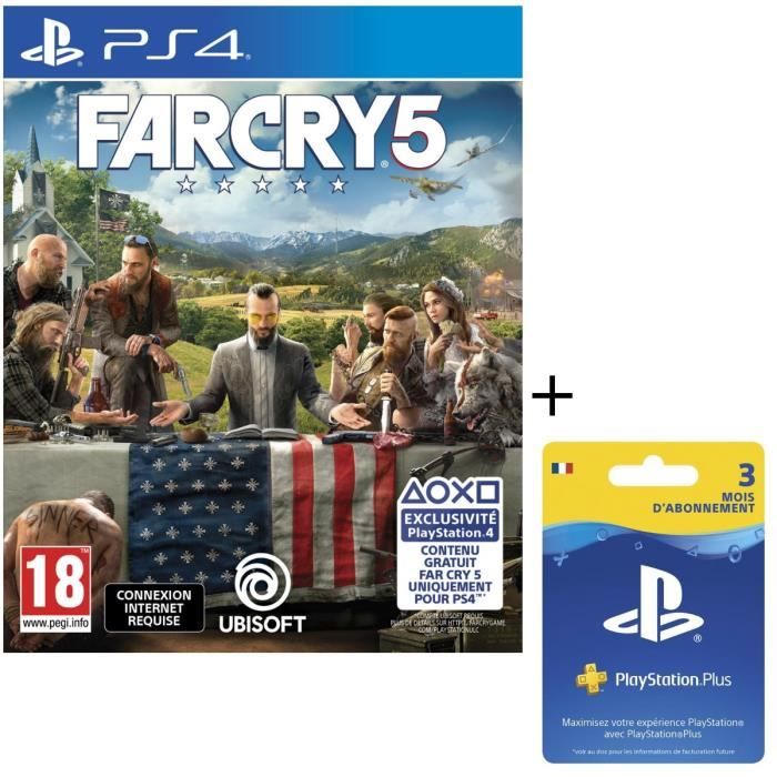 Far Cry 5 Jeu PS4 + Abonnement Playstation Plus 3 Mois