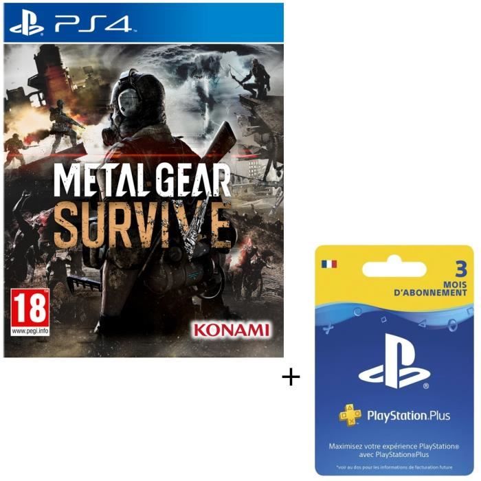 Pack Metal Gear Survive Jeu PS4 + Abonnement Playstation Plus 3 Mois PSVita-PS3-PS4