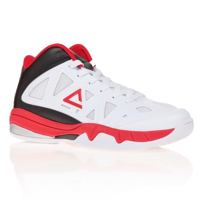 PEAK Chaussures de Basket Victor - Enfant - Blanc, noir et rouge