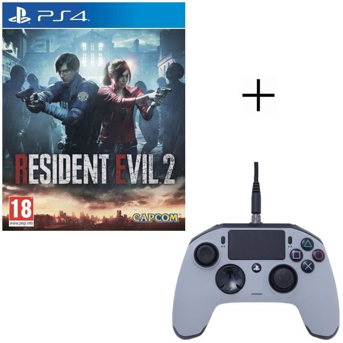 Resident Evil 2 Jeu PS4 + Manette Nacon Revolution Pro Grise