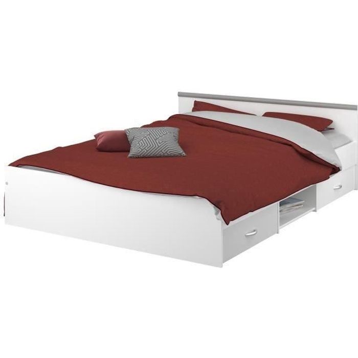 ZODIAC Lit adulte contemporain blanc mat - l 140 x L 200 cm