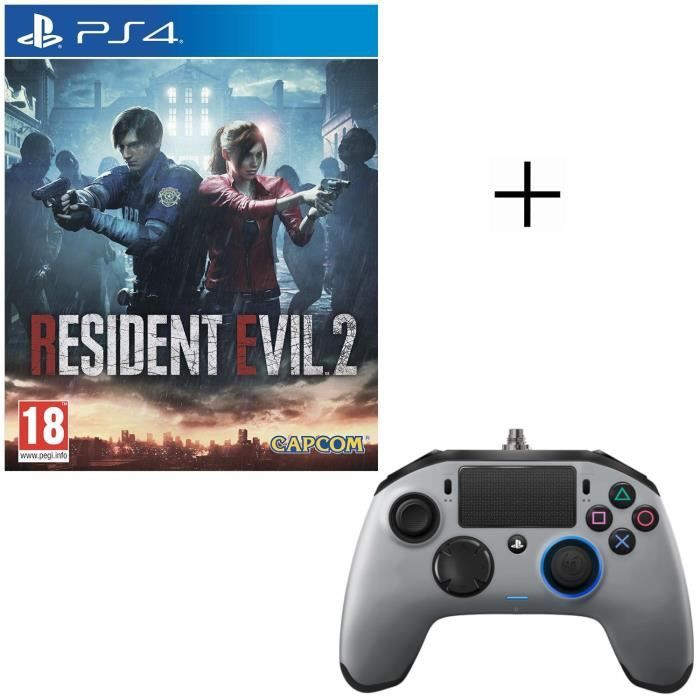 Resident Evil 2 Jeu PS4 + Manette Nacon Revolution Pro Argent