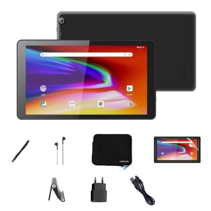 LOGICOM Tablette Tactile 10.1'' avec 7 Accessoires - RAM 1Go - Stockage 32Go - Android 8.1 Oreo - Noir