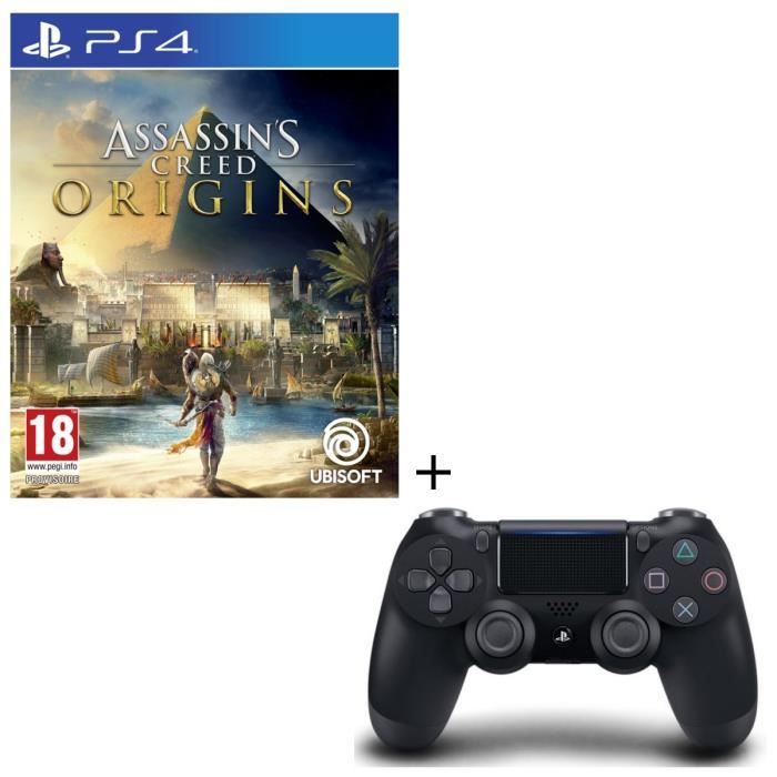 Assassin's Creed Origins Jeu PS4 + Manette DS4 Noire