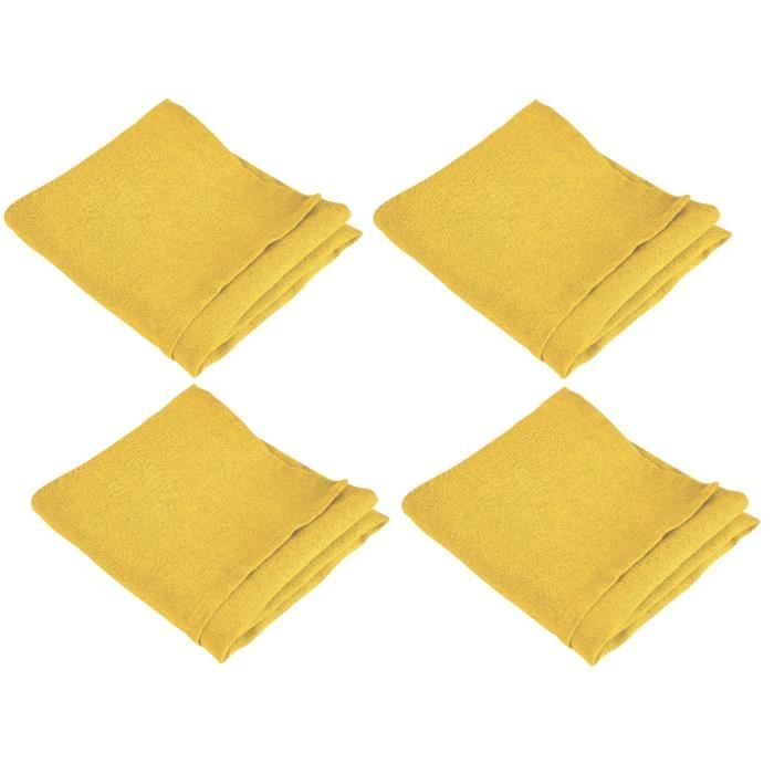 VENT DU SUD 4 Serviettes de table SYMPHONIE en lin - 50 x 50 cm - Jaune safran