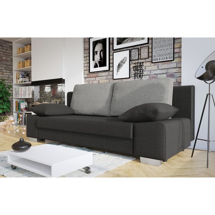 MIRJAN24 - LAURA Banquette convertible - Tissu anthracite et gris