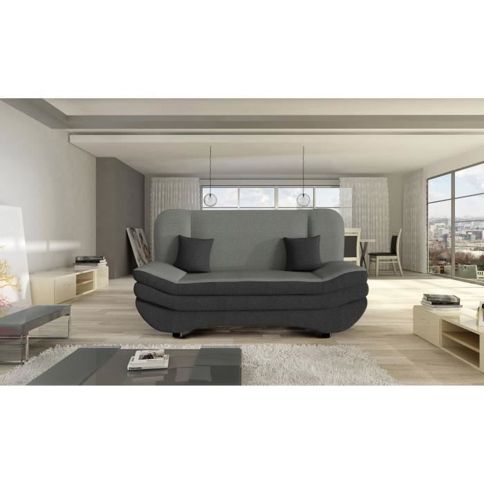 MONIKA Banquette convertible - Tissu anthracite et gris