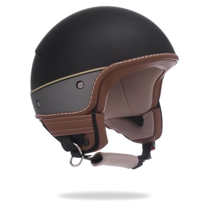CGM 104G Casque Jet Nairobi Noir Gris et Marron