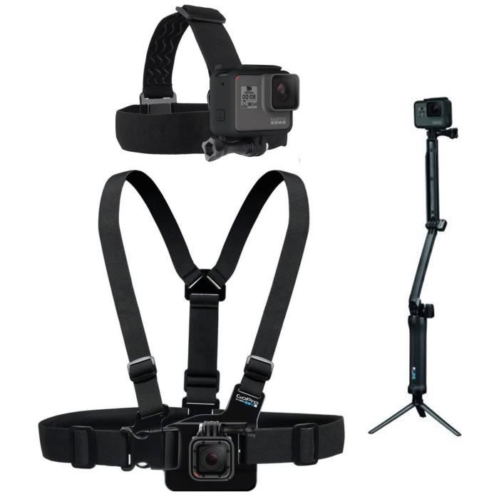 GOPRO Bandeau de fixation frontale et Quick Clop + 3-WAY Fixation 3 en 1 + Chesty Harnais de poitrine