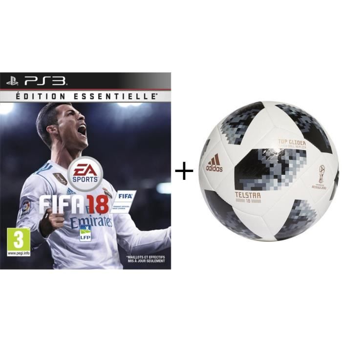 Pack FIFA : Jeu PS3 Fifa 18 Ed. Essentielle + Ballon de football Adidas Coupe du Monde de la FIFA™ Top Glider