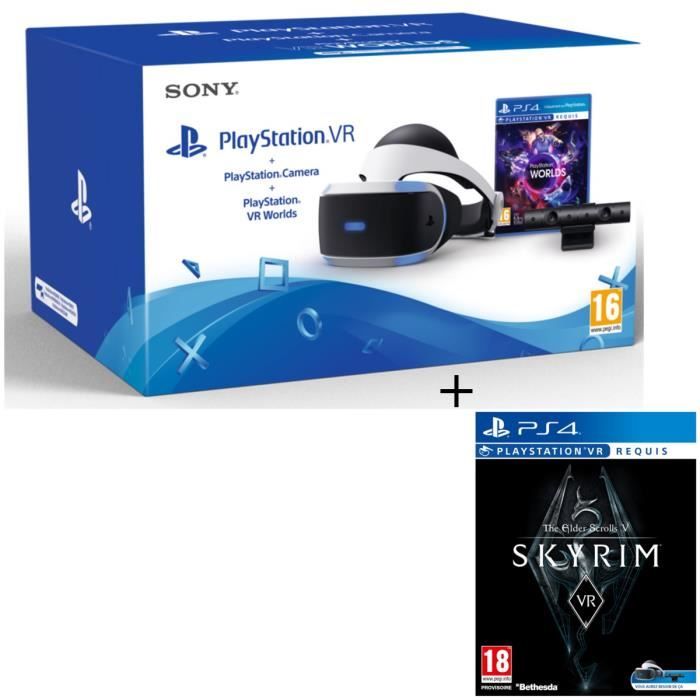 PlayStation VR + PlayStation Caméra + 2 Jeux : VR Worlds + Skyrim : The Elder Scrolls V