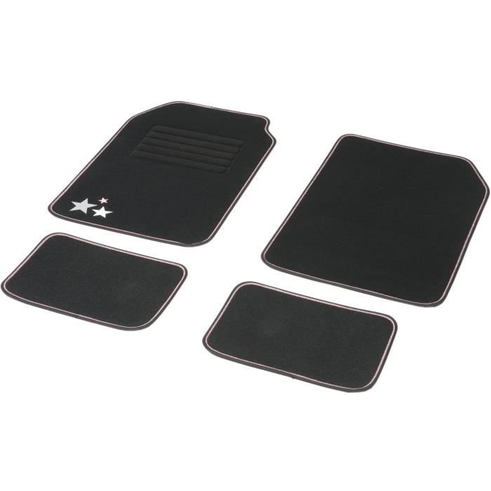 DBS Jeu de 4 tapis universels GLAMS ganse noir et rose pailletée