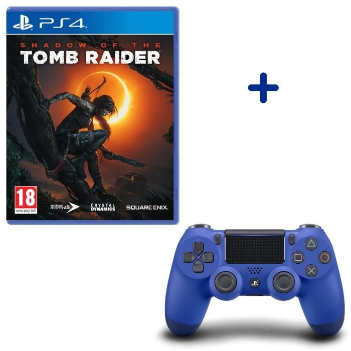 Shadow Of The Tomb Raider + Manette DualShock 4 Bleue