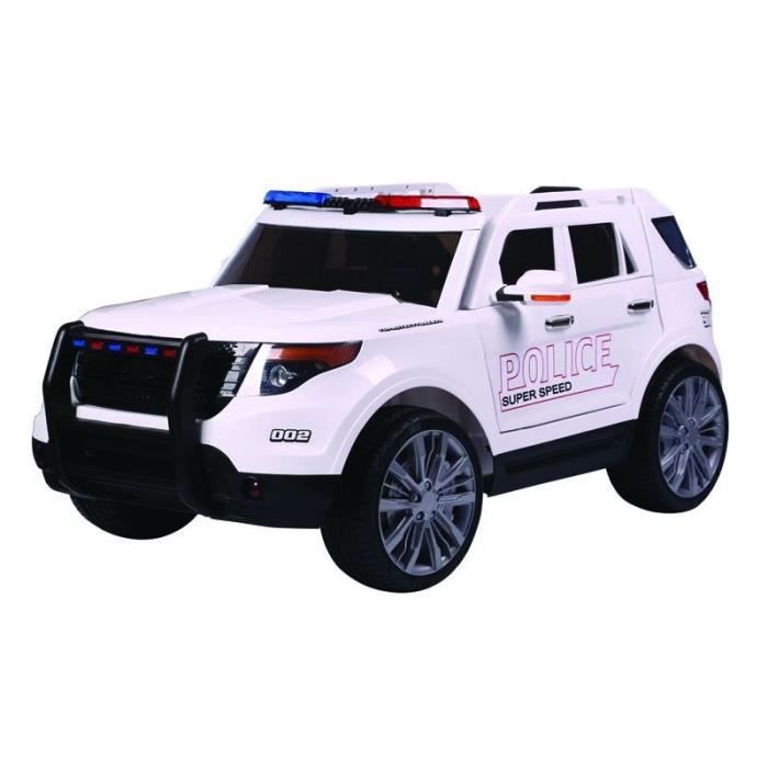Voiture électrique Police 12V - Blanc