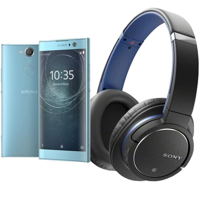 Sony Xperia XA2 Bleu + SONY MDRZX770BNLCE7 Casque arceaux Bluetooth