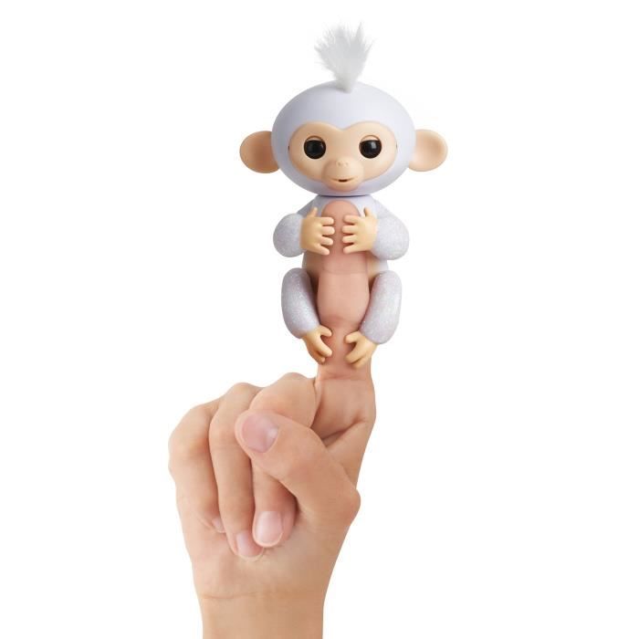 FINGERLINGS Bébé Singe Ouistiti Pailleté - Blanc