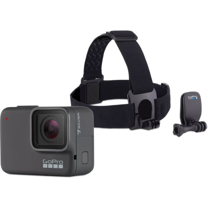 GOPRO HERO7 SILVER Action Cam - Argenté + Bandeau de fixation frontale et QuickClip