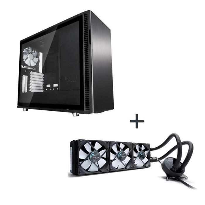 FRACTAL DESIGN Pack Boîtier PC Define R6 - Noir - Verre Trempé + Watercooling Celsius S36 - 360 mm - 3 ventilateurs PWM - Noir