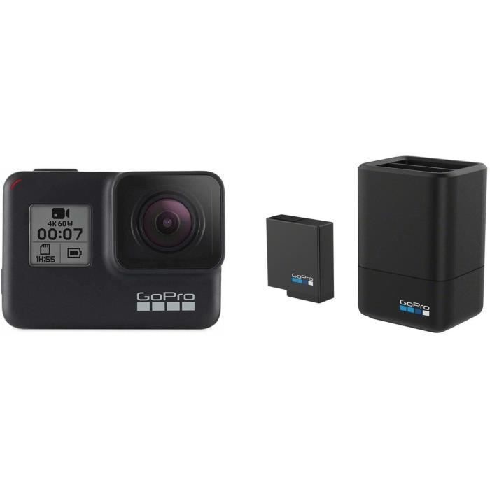 Gopro Hero7 Black + 2eme Batterie + Chargeur de Batterie Double