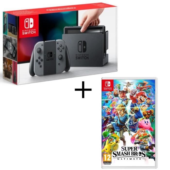 Pack Console Nintendo Switch Gris + Super Smash Bros Ultimate