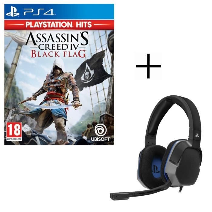 Assassin's Creed 4 Black Flag Playstation HITS Jeu PS4 + Casque Afterglow Level 3