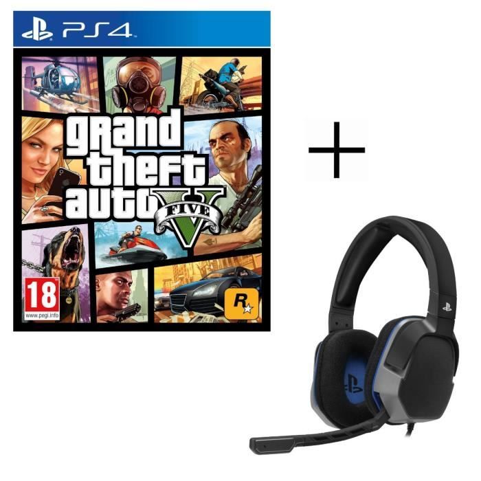 GTA V Jeu PS4 + Casque Afterglow Level 3