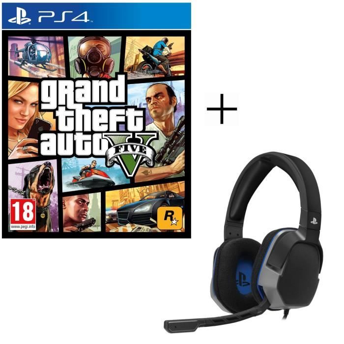 GTA V Jeu PS4 + Casque Afterglow Level 3