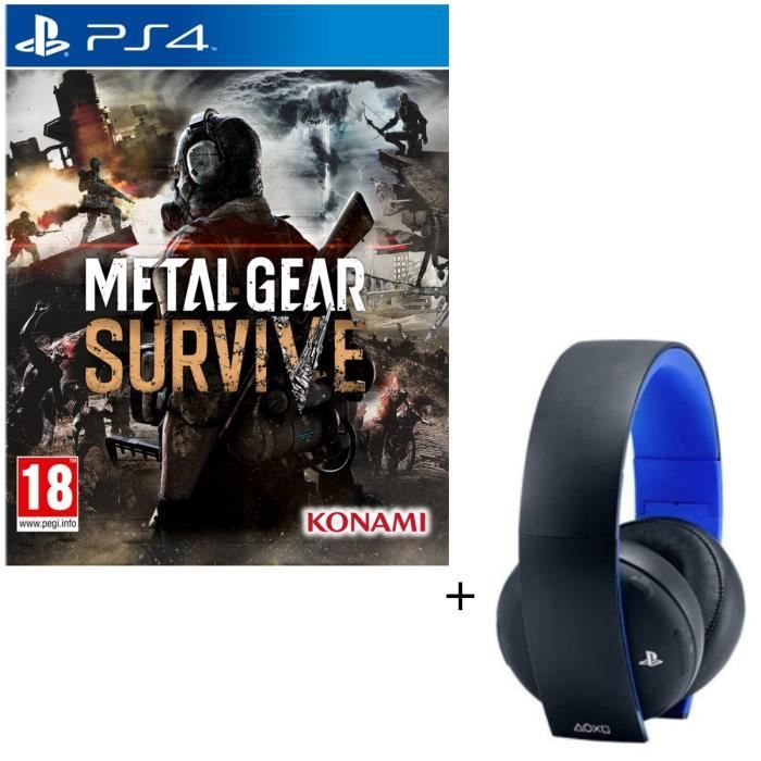 Pack Metal Gear Survive Jeu PS4 + Micro-casque Sony Sans Fil Stéréo 2.0 PS4, PS3, PS Vita